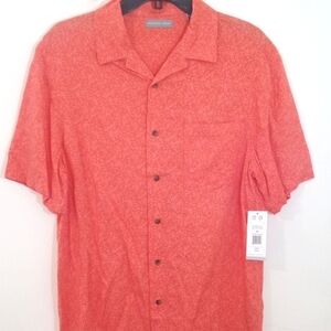 GEOFFREY BEENE ORANGE FLORAL CASUAL BUTTON DOWN CAMP SHIRT SIZE MEDIUM NWT